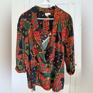 Vintage Lady Carole of New York Equestrian Print Blazer Size 18 PtP 24 inch